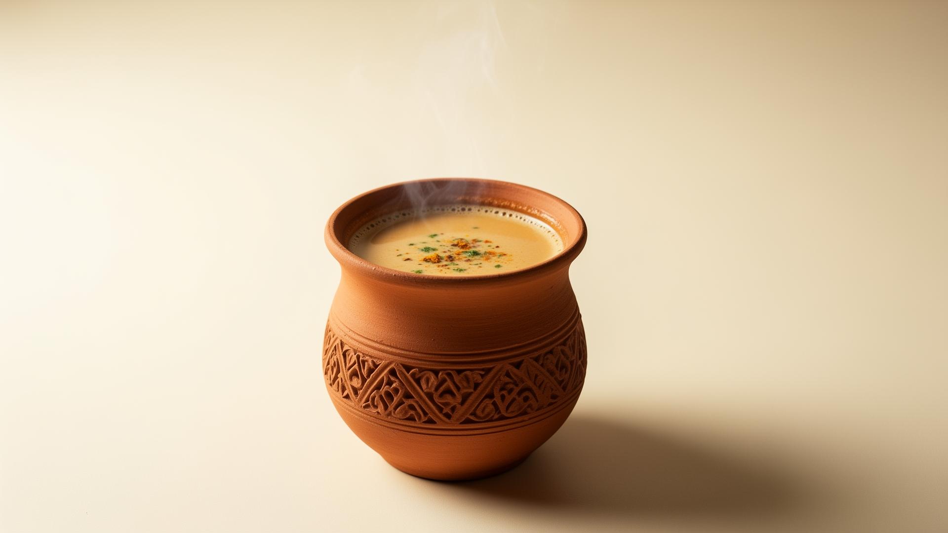 A steaming kulhad of chai